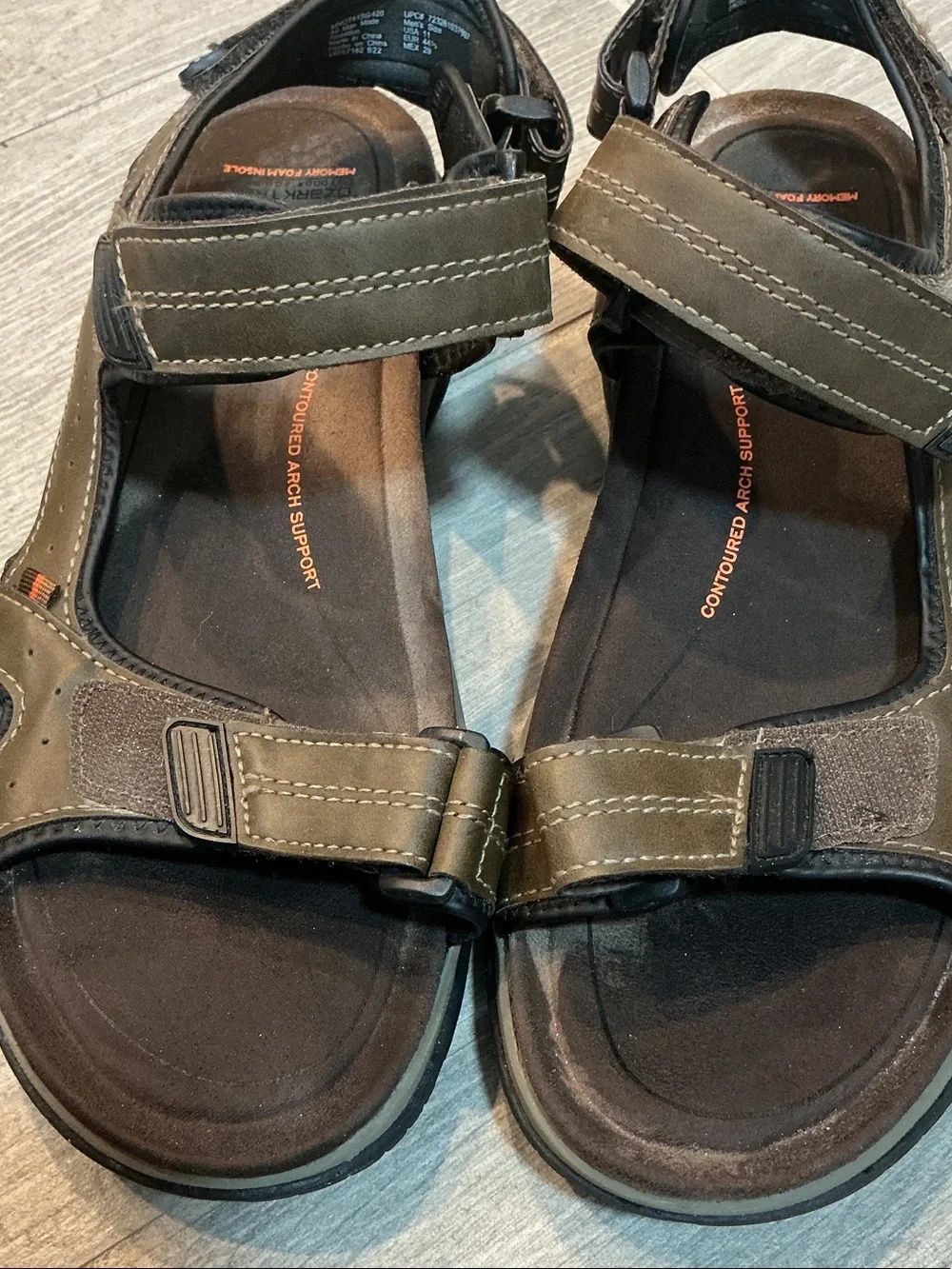 Ozark Trail Men's Brown/Olive/Black Adjust. Outdoor Sport Sandals Men’s Sz 11